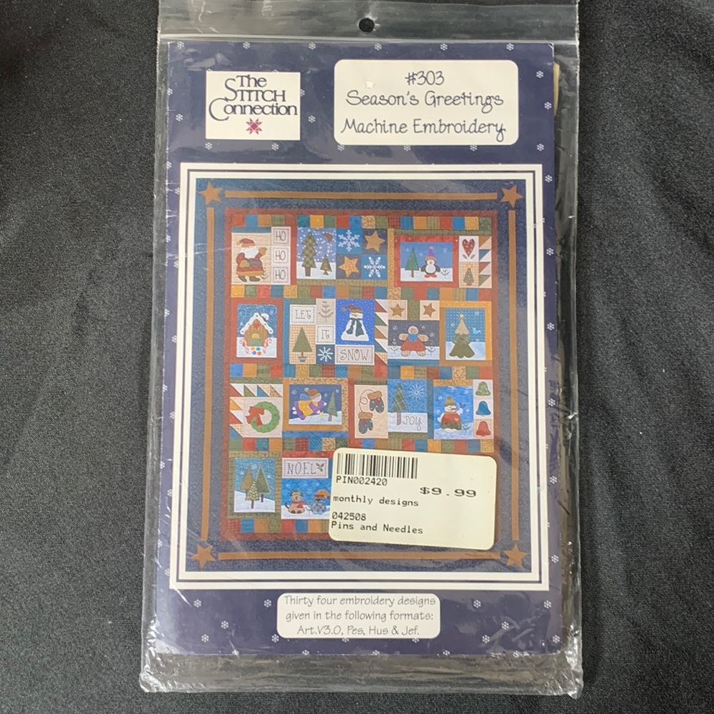 The Stitch Connection “Season’s Greetings” machine embroidery & applique CD